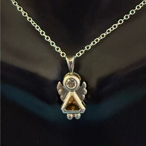 Angel Sterling Silver Citrine Pendant w/ SS plate Chain